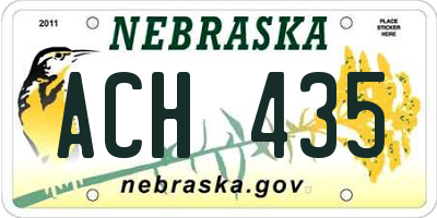 NE license plate ACH435