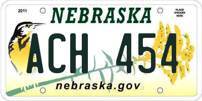 NE license plate ACH454