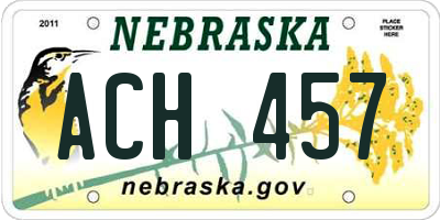 NE license plate ACH457