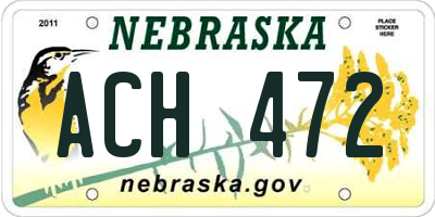 NE license plate ACH472