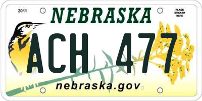NE license plate ACH477