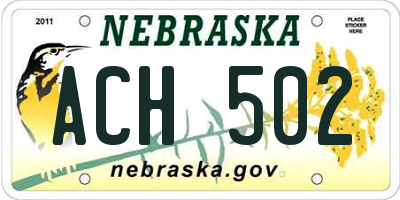 NE license plate ACH502