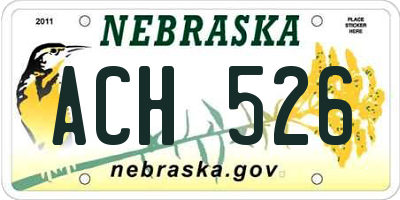 NE license plate ACH526