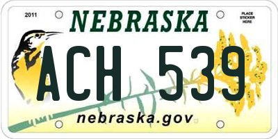 NE license plate ACH539