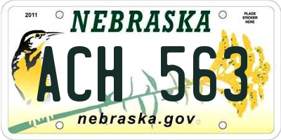 NE license plate ACH563