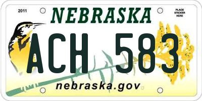 NE license plate ACH583