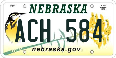 NE license plate ACH584