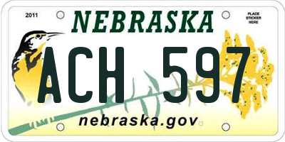 NE license plate ACH597