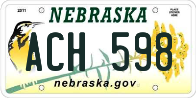 NE license plate ACH598