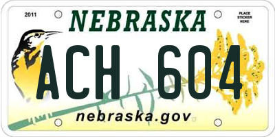 NE license plate ACH604