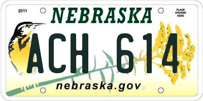 NE license plate ACH614