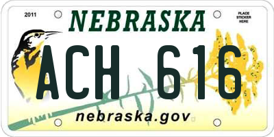 NE license plate ACH616