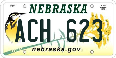 NE license plate ACH623