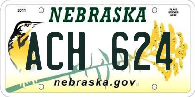 NE license plate ACH624