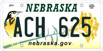 NE license plate ACH625