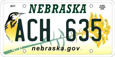 NE license plate ACH635