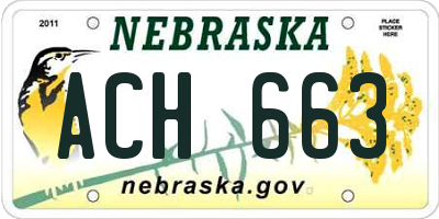 NE license plate ACH663