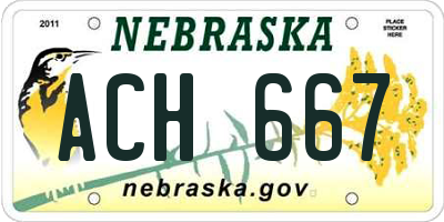 NE license plate ACH667