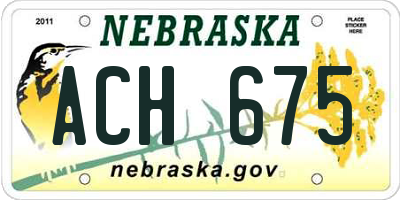 NE license plate ACH675