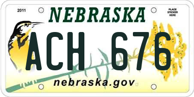 NE license plate ACH676