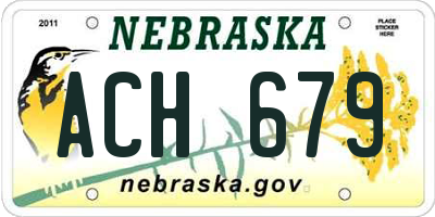 NE license plate ACH679