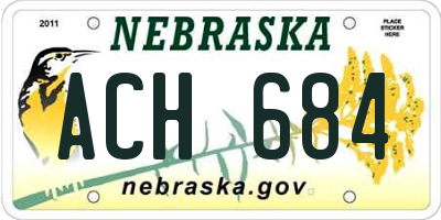 NE license plate ACH684