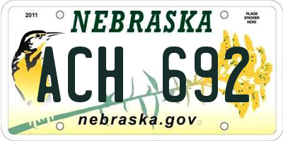 NE license plate ACH692