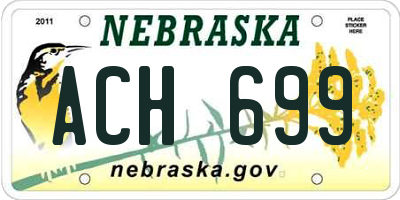 NE license plate ACH699