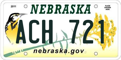 NE license plate ACH721