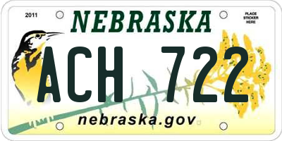 NE license plate ACH722