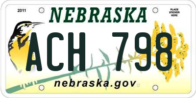 NE license plate ACH798