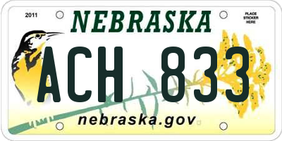 NE license plate ACH833