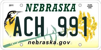 NE license plate ACH991