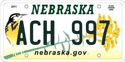 NE license plate ACH997
