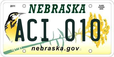 NE license plate ACI010