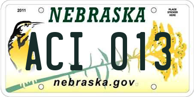 NE license plate ACI013