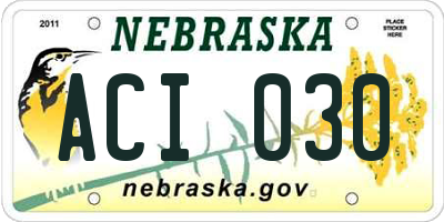 NE license plate ACI030