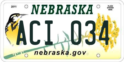 NE license plate ACI034