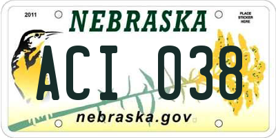 NE license plate ACI038