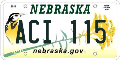 NE license plate ACI115