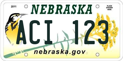 NE license plate ACI123