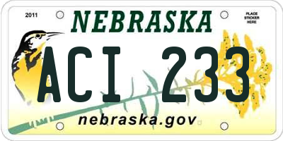 NE license plate ACI233