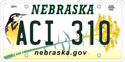 NE license plate ACI310