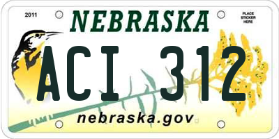 NE license plate ACI312