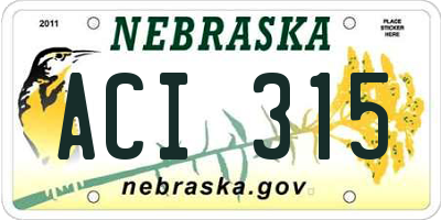 NE license plate ACI315