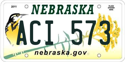 NE license plate ACI573