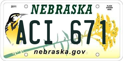 NE license plate ACI671