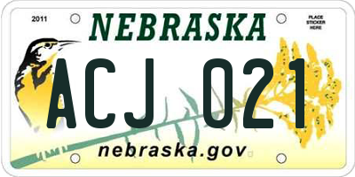 NE license plate ACJ021