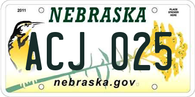NE license plate ACJ025