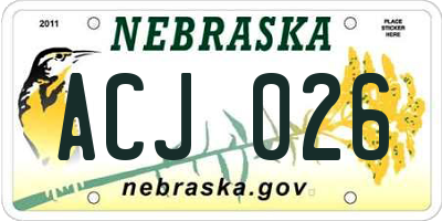 NE license plate ACJ026